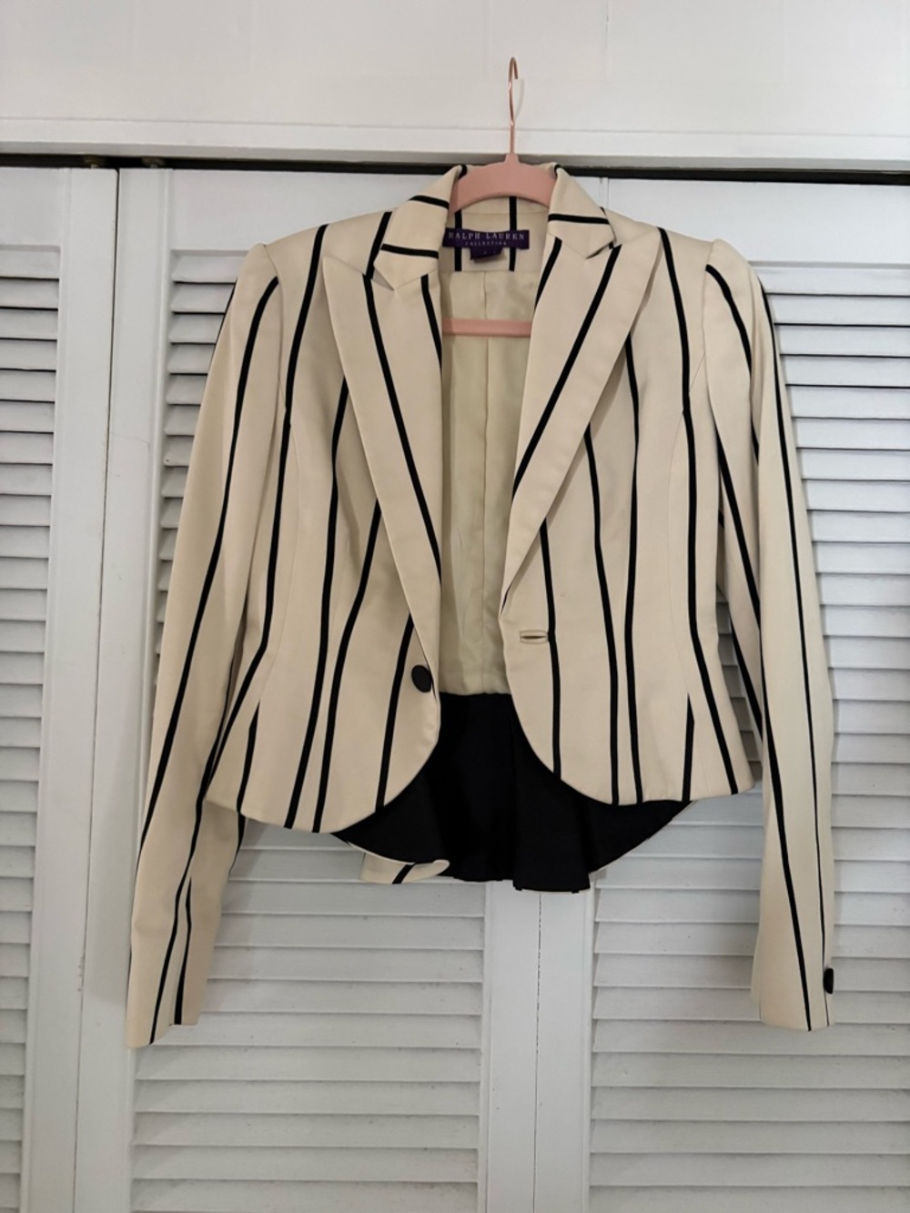 Ralph Lauren Cream Blazer with Black Vertical Stripes